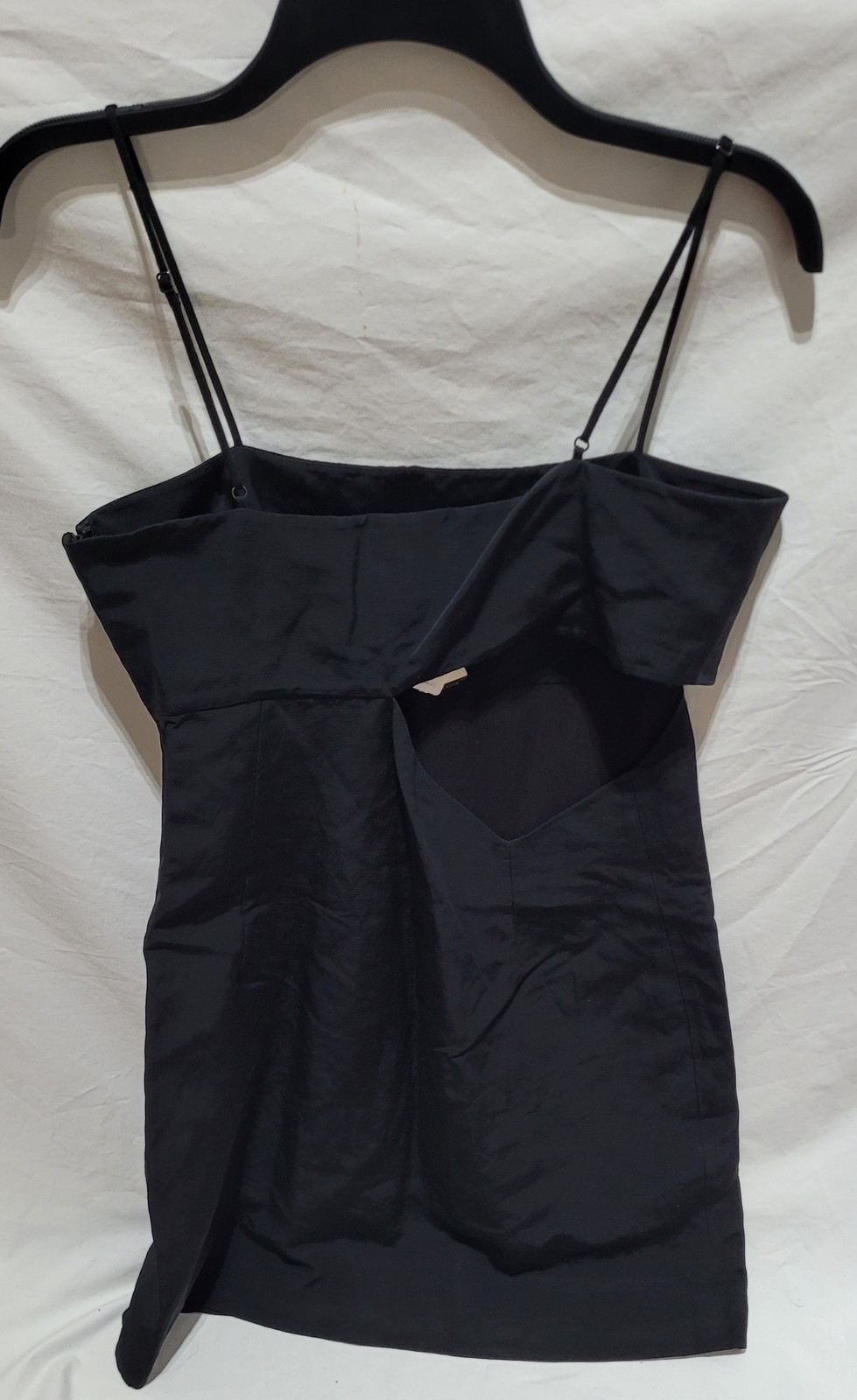 Tamara Mellon Black Linen Cut Out Midi Dress Womens 10 Strap A-Line Msrp$795 Nwt — image 2 of 8